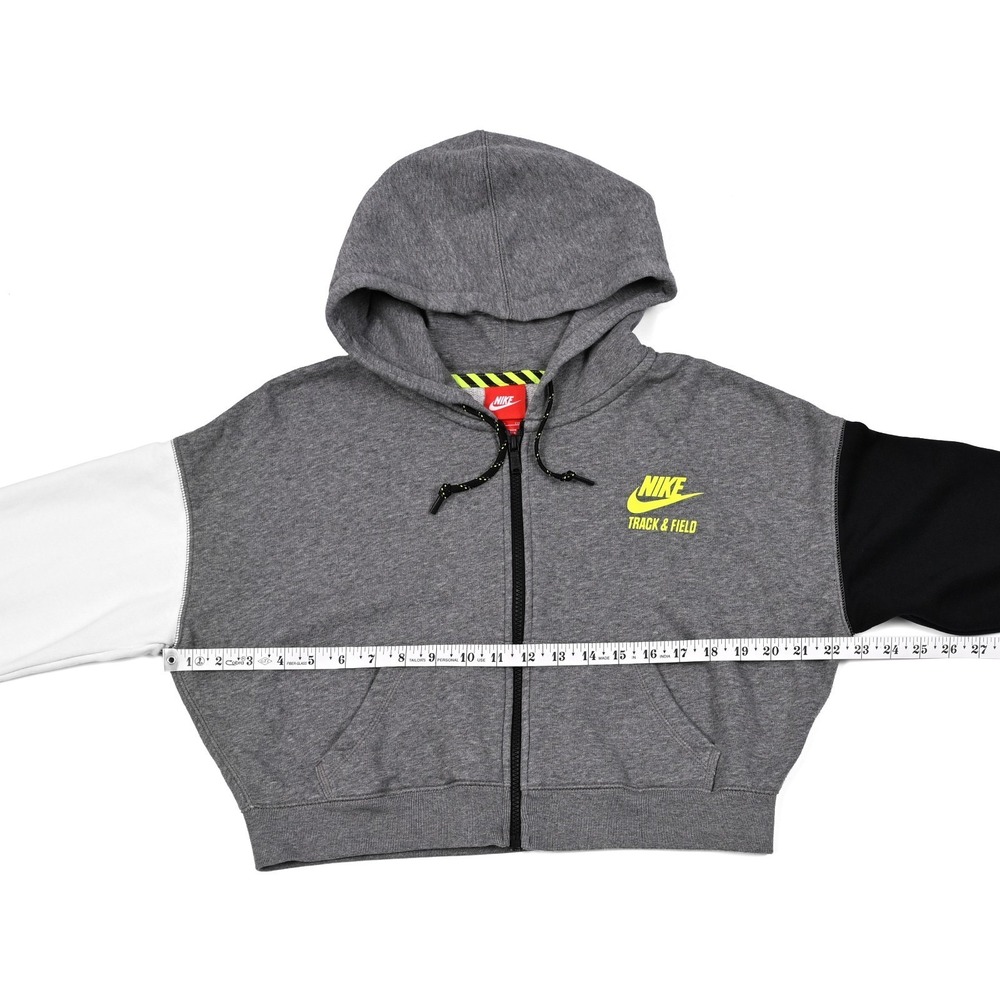Nike Full Zip Cropped Hoodie Women's Small Long Sleeve Oversized Logo‎ Pockets - Picture 3 of 9